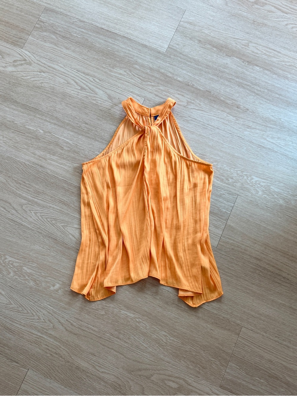 Old Navy Orange High Neck Flowy Sleeveless Blouse Button Closure Womens Sz S